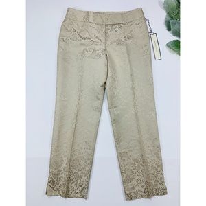 ANN TAYLOR | Gold Jacquard Margo Slacks